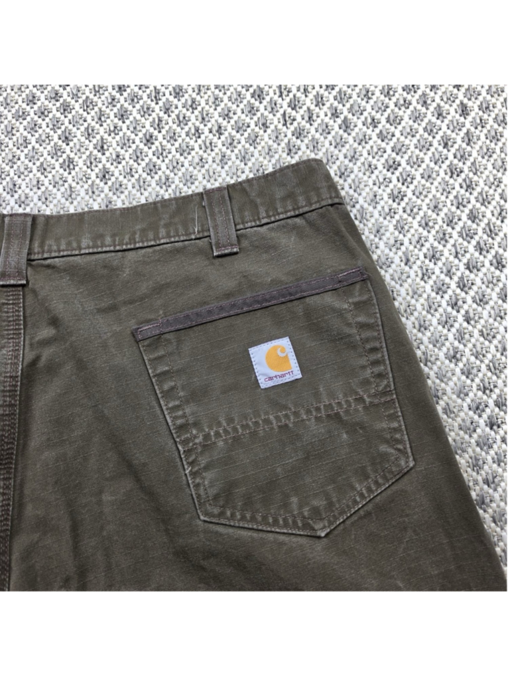 Carhartt Double Knee Cargo Pants Mens 40x32 Olive Brown Ripstop Workwear Utility - Picture 8 of 13